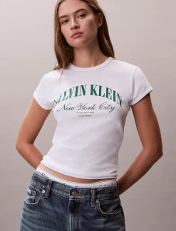 Slim T-shirt met varsity-logo