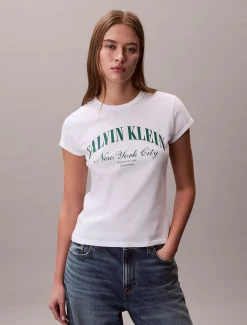 Slim T-shirt met varsity-logo