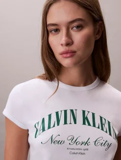 Slim T-shirt met varsity-logo