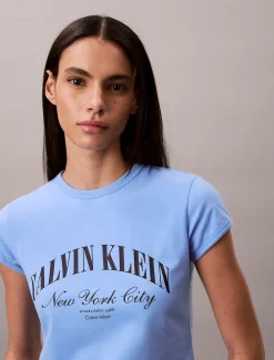 Slim T-shirt met varsity-logo
