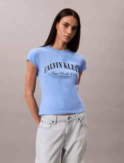 Slim T-shirt met varsity-logo