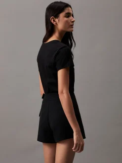 Slim T-shirt van katoen