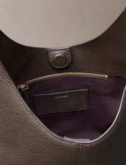 Slouchy leren middelgrote schoudertas