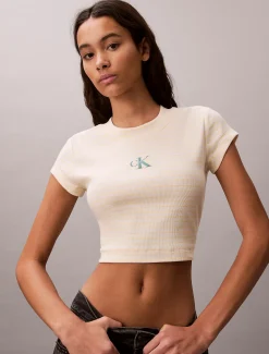 Smal geribbeld gestreept T-shirt