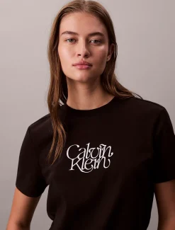Smal grafisch T-shirt met scriptlogo