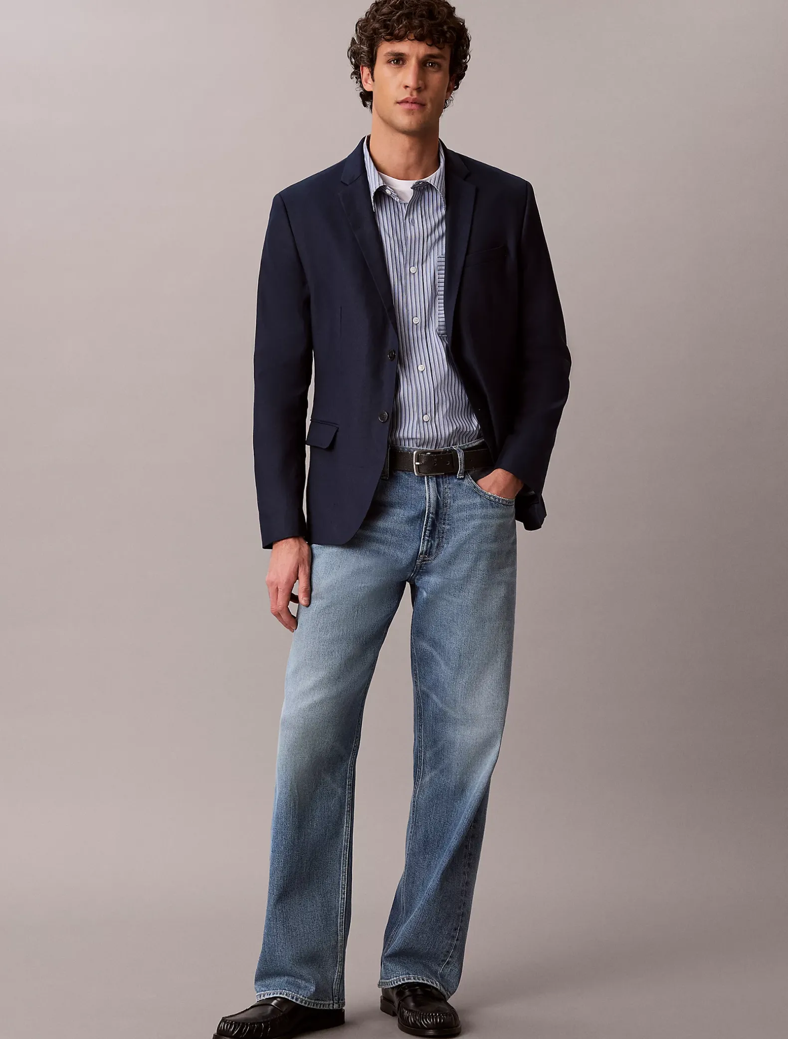 Smalle blazer van linnenmix