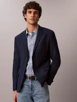 Smalle blazer van linnenmix