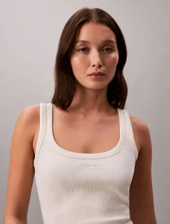 Smalle geribbelde katoenen tanktop