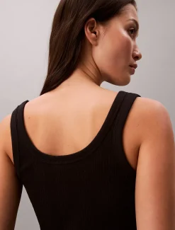 Smalle geribbelde katoenen tanktop