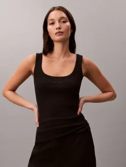 Smalle geribbelde katoenen tanktop