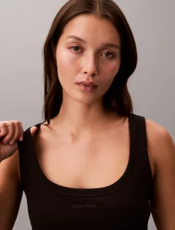 Smalle geribbelde katoenen tanktop