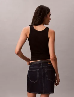 Smalle geribbelende katoenen tanktop