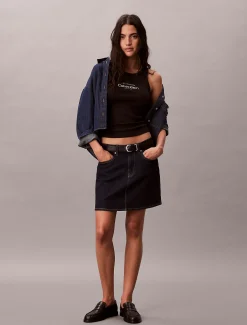 Smalle geribbelende katoenen tanktop