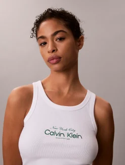 Smalle geribbelende katoenen tanktop