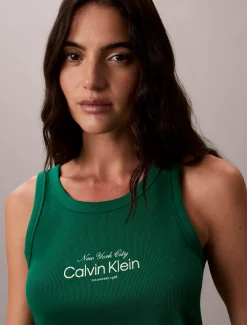 Smalle geribbelende katoenen tanktop