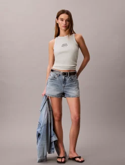 Smalle geribbelende katoenen tanktop