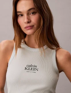 Smalle geribbelende katoenen tanktop
