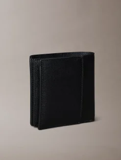 Smalle, in drieën gevouwen leren RFID portemonnee