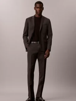 Smalle pantalon van wol met textuur