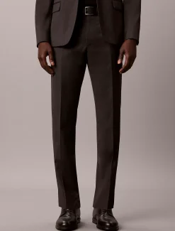 Smalle pantalon van wol met textuur
