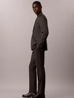 Smalle pantalon van wol met textuur