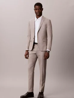 Smalle pantalon van wol met textuur