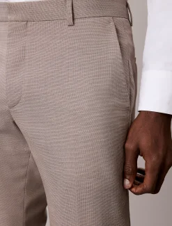 Smalle pantalon van wol met textuur
