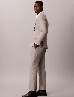 Smalle pantalon van wol met textuur