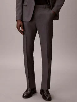 Smalle pantalon van wol met textuur
