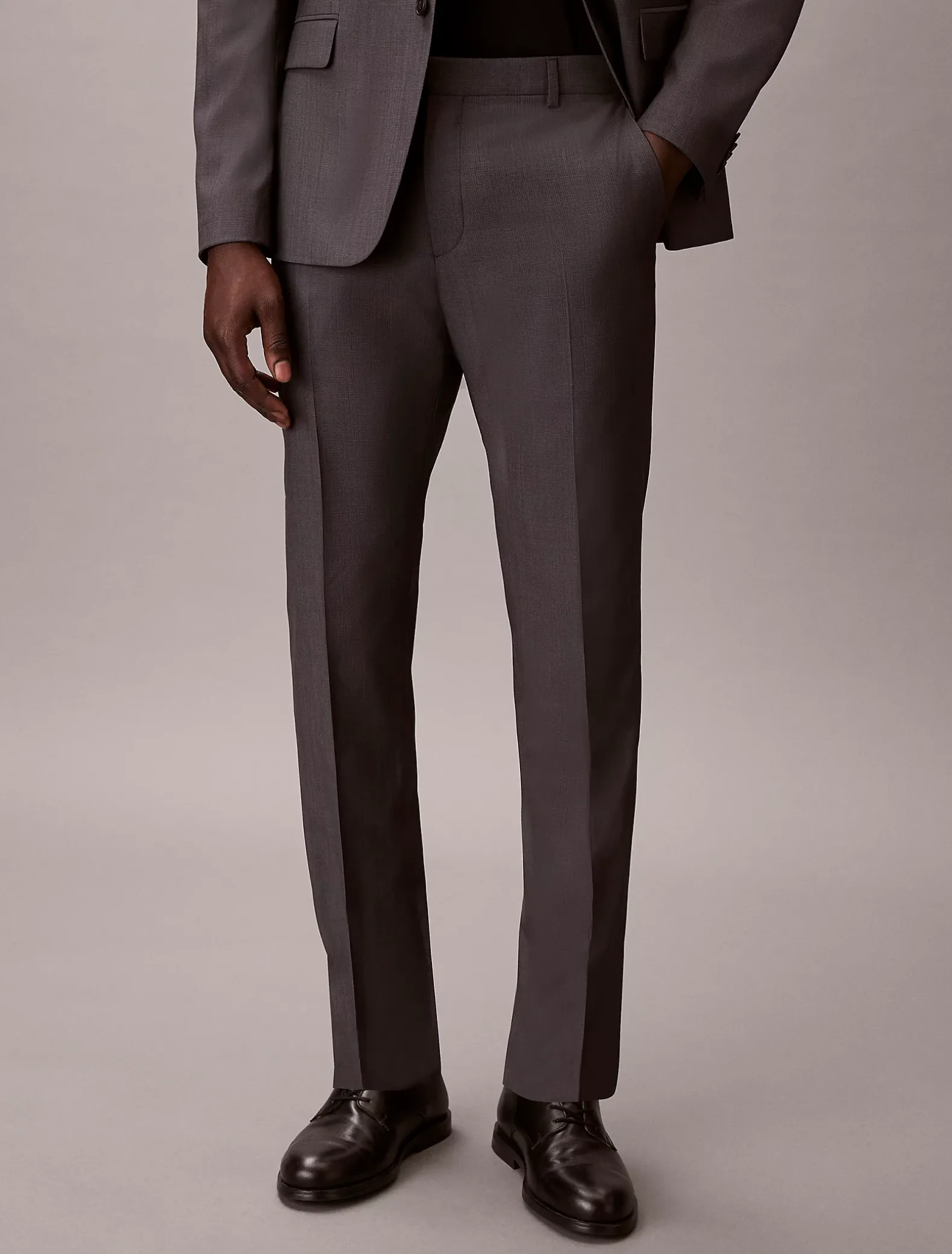 Smalle pantalon van wol met textuur
