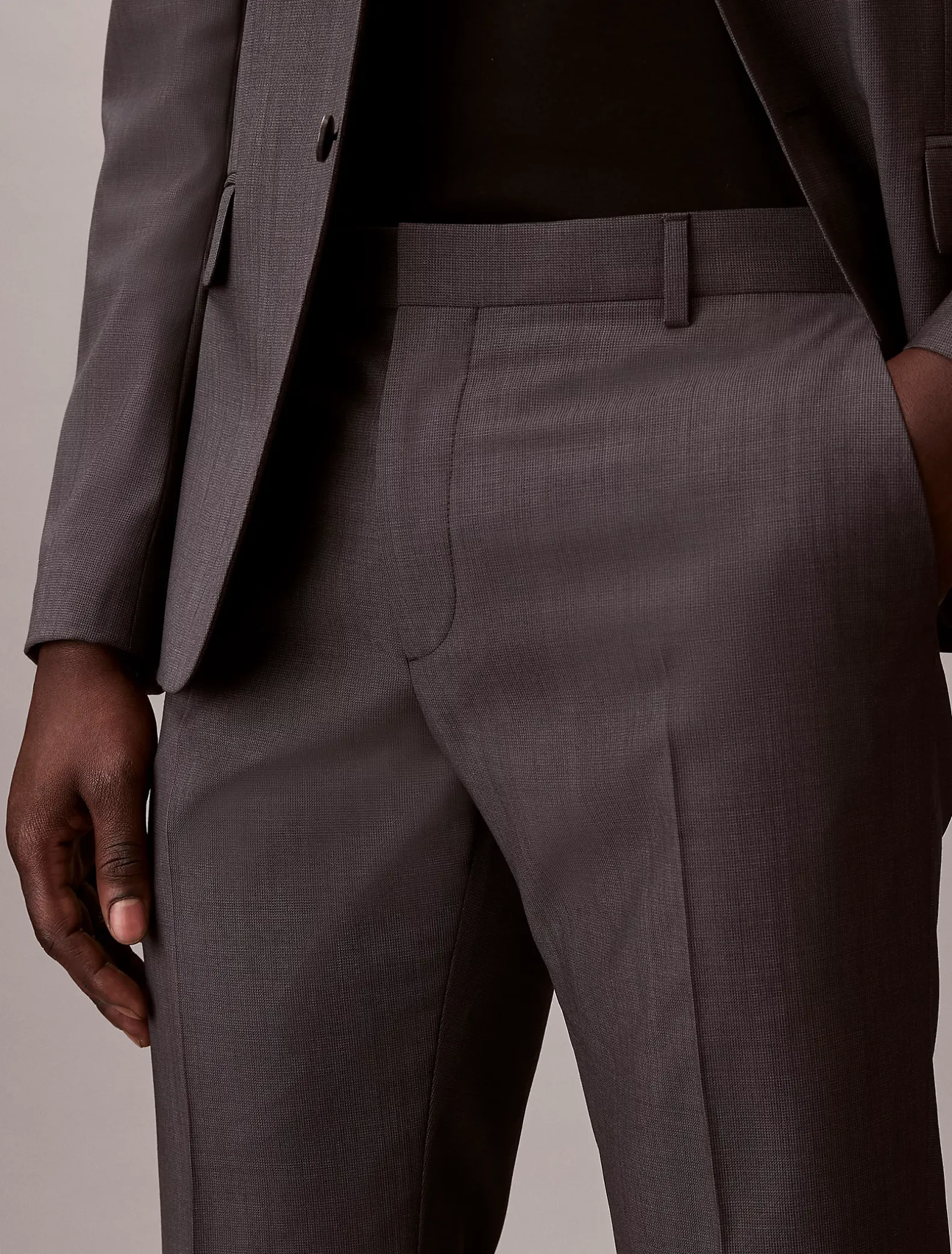 Smalle pantalon van wol met textuur