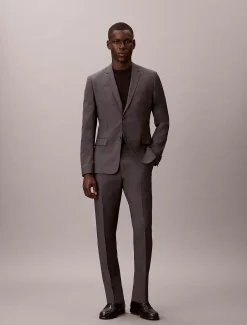 Smalle pantalon van wol met textuur