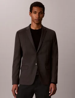 Smalle wollen blazer met textuur