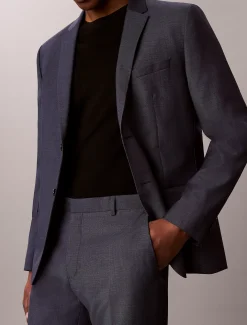 Smalle wollen blazer met textuur