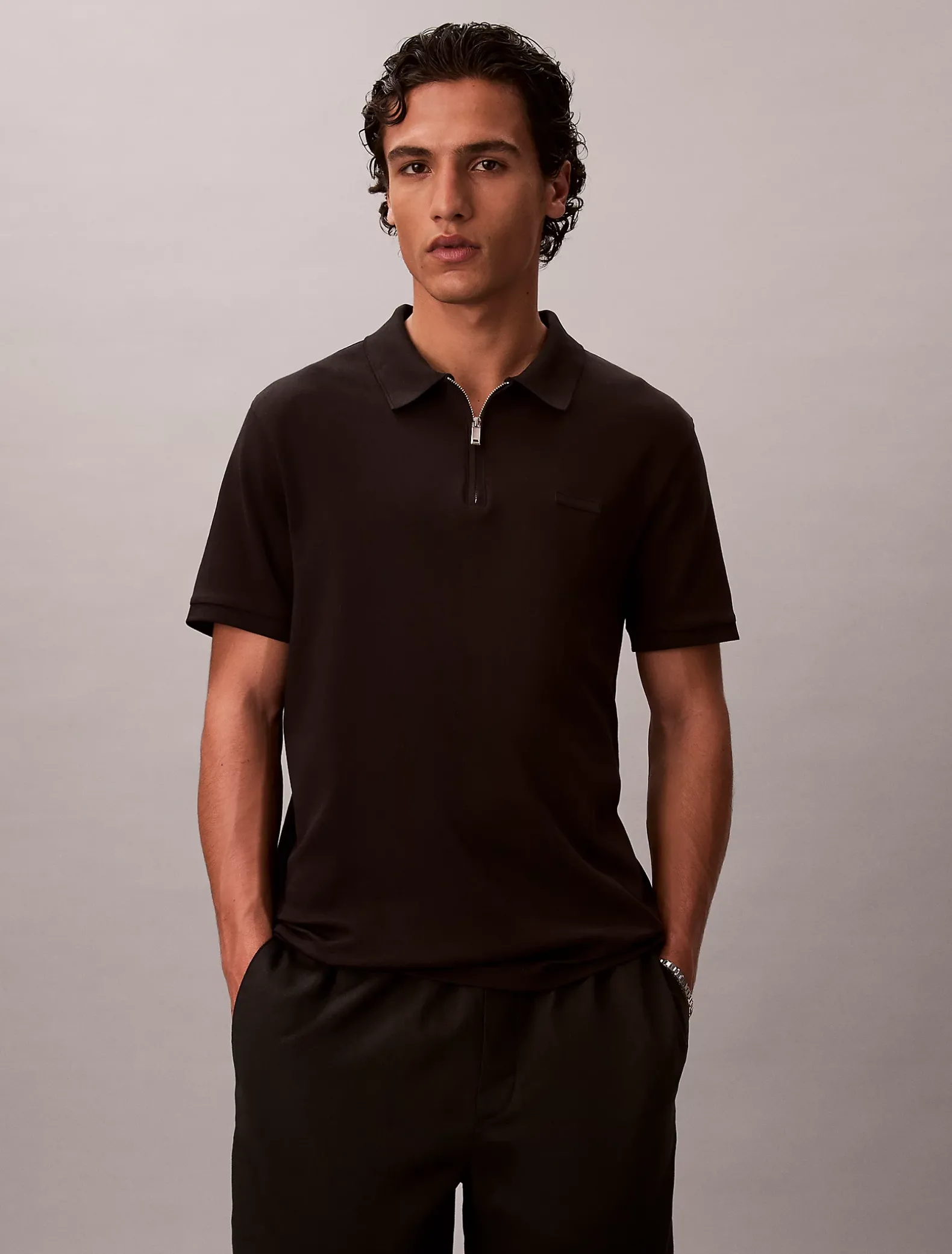 Smal poloshirt met ritskraag