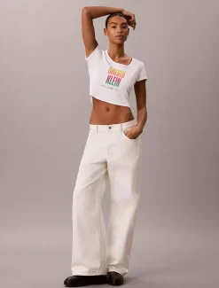 Smal stretch T-shirt met logo - Pride