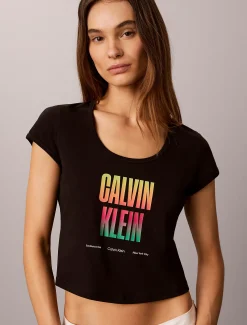 Smal stretch T-shirt met logo - Pride