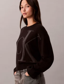 Soepel katoenen jacquard top met monogram