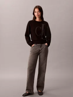 Soepel katoenen jacquard top met monogram