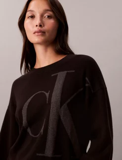 Soepel katoenen jacquard top met monogram