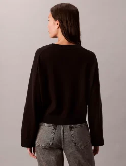 Soepel katoenen jacquard top met monogram