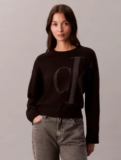 Soepel katoenen jacquard top met monogram