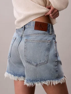 90's relaxte onafgewerkte korte broek van denim