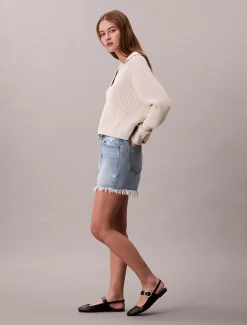 90's relaxte onafgewerkte korte broek van denim