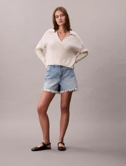 90's relaxte onafgewerkte korte broek van denim