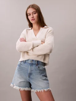 90's relaxte onafgewerkte korte broek van denim