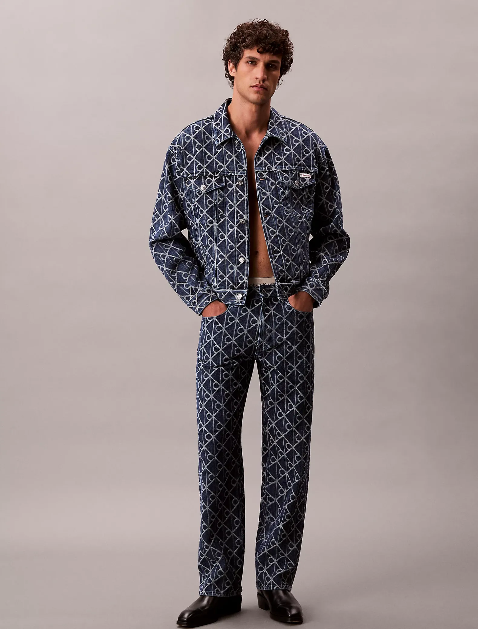90s Straight Jeans met all-over logo