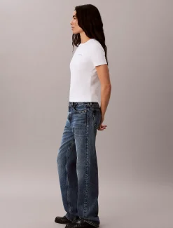 Stretchkatoenen slim T-shirt met logo
