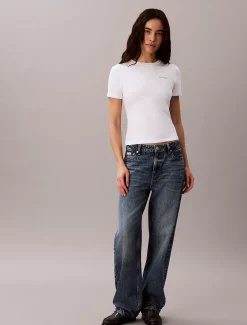 Stretchkatoenen slim T-shirt met logo