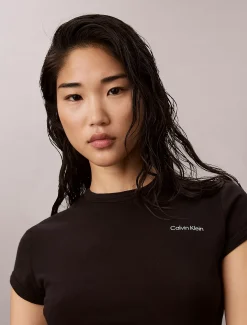 Stretchkatoenen slim T-shirt met logo